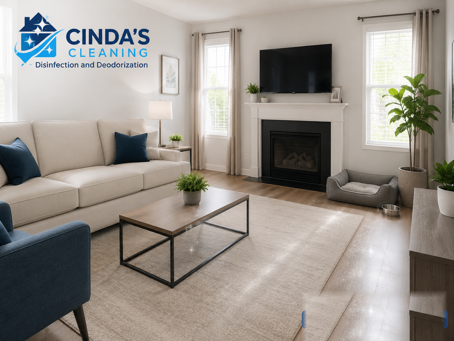 Clean living room after disinfection and deodorisation service