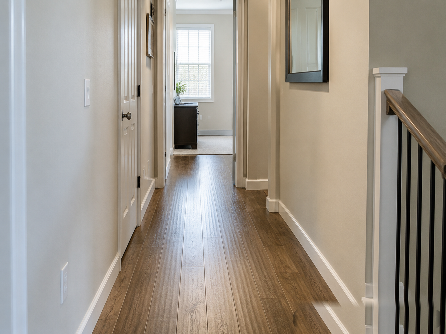 Clean hallway after bodily fluid cleanup and disinfection